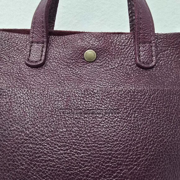 Portland Leather Goods Mini Crossbody Tote Classic Snap Plum Purple Handbag - Picture 6 of 16